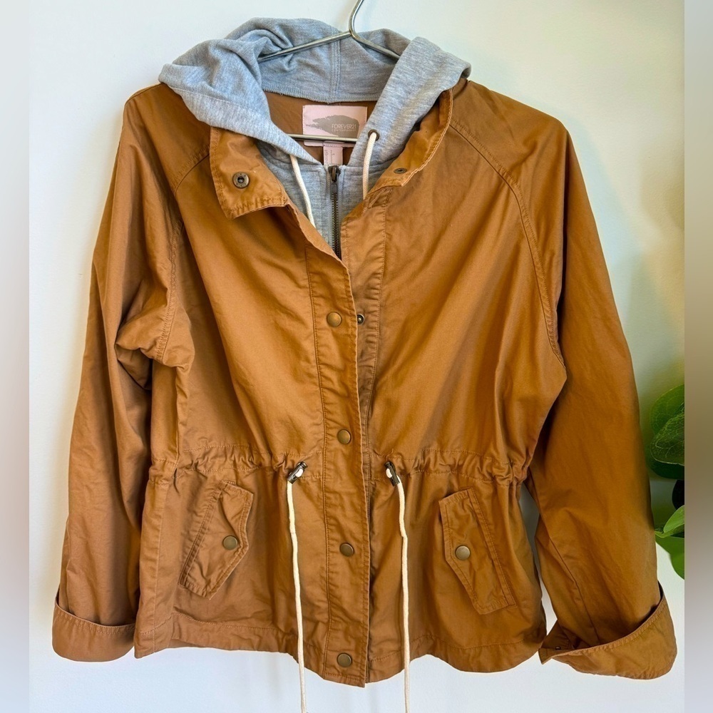 Forever 21 Brown Jacket with Attached Hoodie - Picture 2 of 5